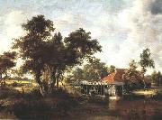 HOBBEMA, Meyndert Wooded Landscape with Water Mill wf Spain oil painting artist
